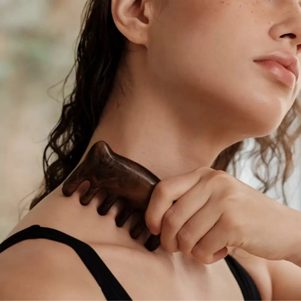 Wide Toothed Wooden Comb Massager