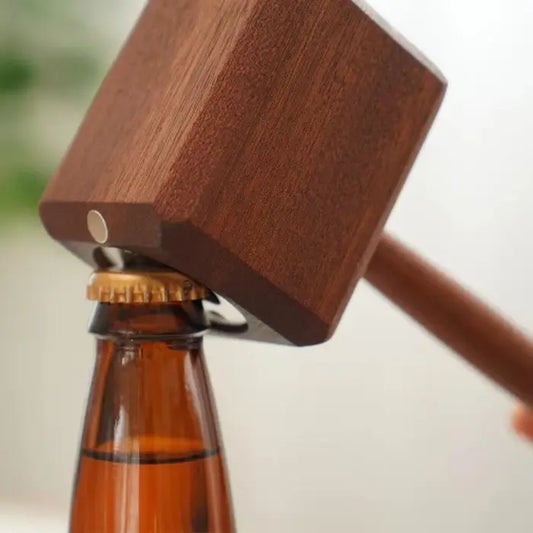 thors hammer wooden bottle opener scene display 1