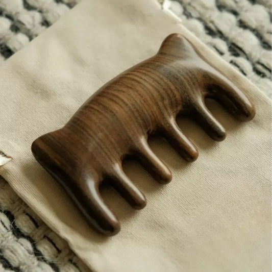 Wide Toothed Wooden Comb Massager